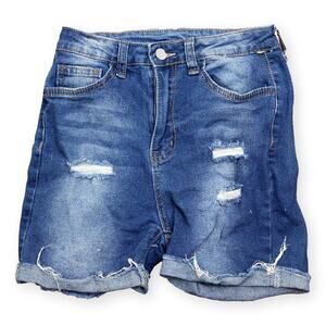 Shein Teen Cut Off Distressed Jean Shorts High Rise 5 Pocket Size 12-13Y